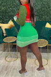 Color Block Mini Skirt Set