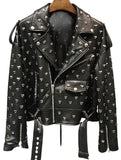 Heart Studded Leather Moto Jacket
