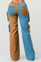 Two Toned Cargo Denim Pants