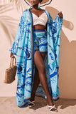 Geo Printed Kimono and Shorts Set