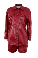 Faux Leather Jacket & Shorts Set
