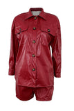 Faux Leather Jacket & Shorts Set
