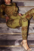 Olive Printed Catsuit