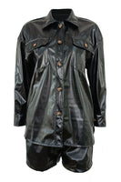 Faux Leather Jacket & Shorts Set