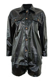 Faux Leather Jacket & Shorts Set
