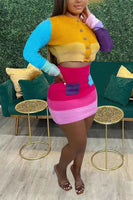 Color Block Mini Skirt Set