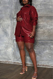 Faux Leather Jacket & Shorts Set