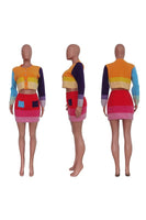 Color Block Mini Skirt Set