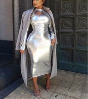 Metallic Cocktail MIDI Dress
