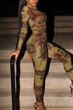 Olive Printed Catsuit