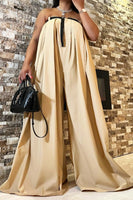 Khaki Strapless Jumpsuit