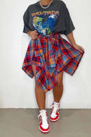 Plaid Asymmetric Skirt