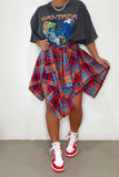 Plaid Asymmetric Skirt