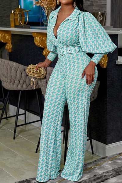 Color Houndstooth Pants Set
