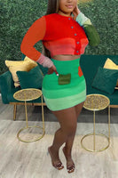 Color Block Mini Skirt Set
