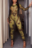 Olive Printed Catsuit