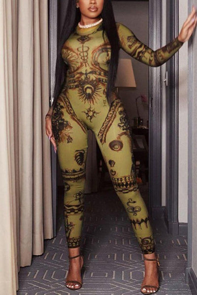 Olive Printed Catsuit