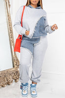 Denim Patchwork Sweatsuit