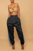 Blue Fringe Cargo Pants