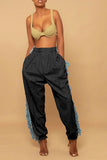 Blue Fringe Cargo Pants