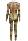 Olive Printed Catsuit