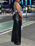Studded Faux Leather Pants