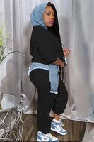 Denim Patchwork Sweatsuit