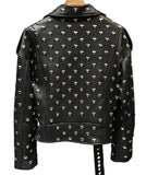 Heart Studded Leather Moto Jacket