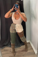 Patchwork Drawstring Pants