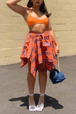 Plaid Asymmetric Skirt