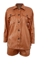 Faux Leather Jacket & Shorts Set