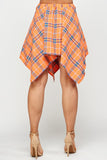 Plaid Asymmetric Skirt