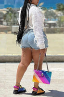 Color Jewel Denim Shorts