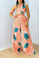 Leaf Print Pants Set