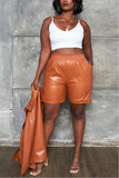 Faux Leather Jacket & Shorts Set