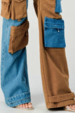 Two Toned Cargo Denim Pants