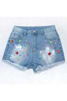 Color Jewel Denim Shorts