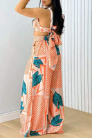 Leaf Print Pants Set