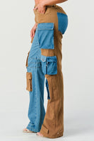 Two Toned Cargo Denim Pants