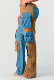 Two Toned Cargo Denim Pants