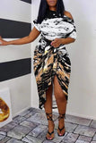 Abstract Casual Wrap Dress