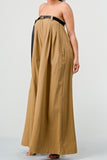 Khaki Strapless Jumpsuit