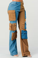 Two Toned Cargo Denim Pants