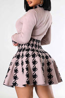 Houndstooth Pleated Skirt Set