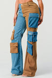 Two Toned Cargo Denim Pants
