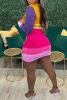 Color Block Mini Skirt Set
