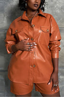 Faux Leather Jacket & Shorts Set