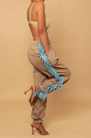 Blue Fringe Cargo Pants
