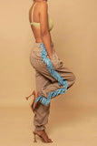 Blue Fringe Cargo Pants